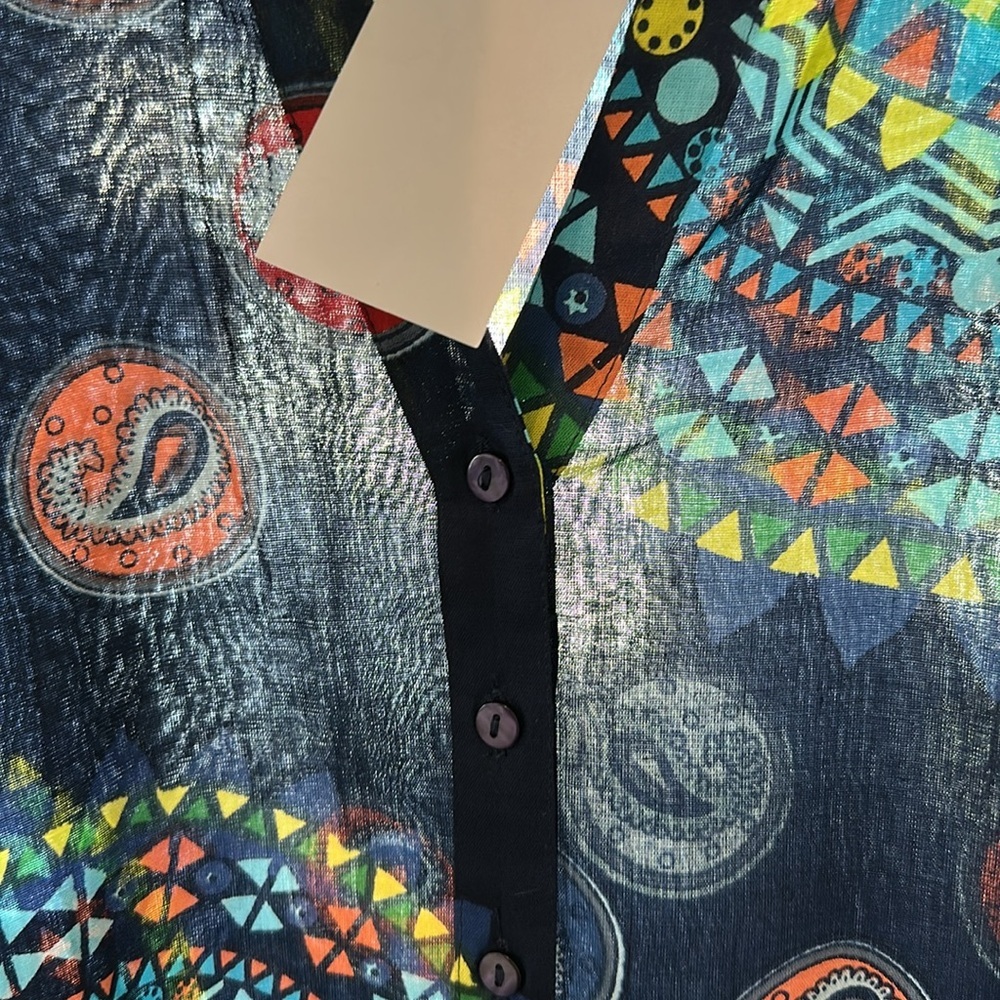 Colorful Patterned Tunic Cover-up Dress Size Large 100% Viscose - Picture 5 of 14